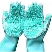 Силиконовые рукавицы со щеткой мятны Код/Артикул 5 0096-1