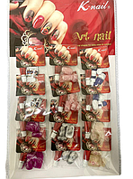 Накладні нігті K·Nail кольорові з малюнком, упаковка 12 штук ( нігті з клеєм для нігтів) R