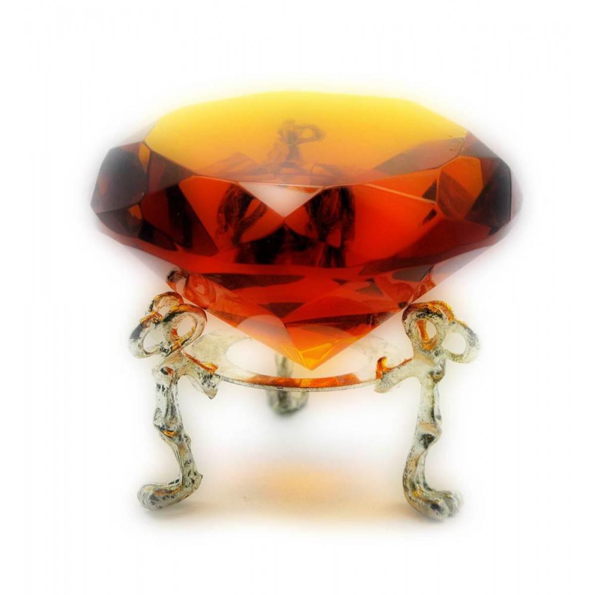 Кристал кришталевий на підставці бурштиновий колір, фото 1