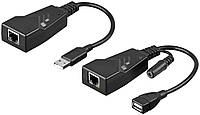 Подовжувач пристроїв активн Goobay USB2.0 A M F (over RJ45) x1 100m Act v2.0 чорний (75.06.90 MY, код: 7454928