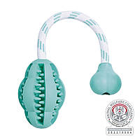 Игрушка для собак Trixie Мяч на верёвке с ручкой Denta Fun 28 см, 8 см (резина) d