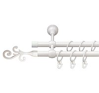 Карниз металлический Белый Фантазия двойной трубчатый 16мм усиленный для тяжёлых штор 4.00
