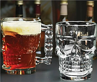 Набор пивных бокалов в форме черепа Пивная кружка прозрачная стеклянная