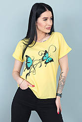 Літня блузка - футболка з принтом "Метелики"