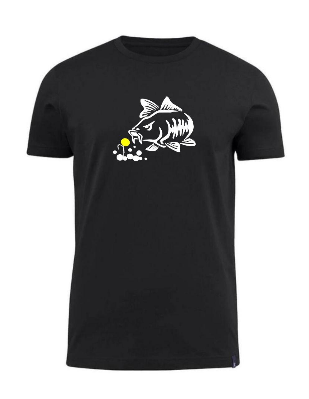 Рибацька футболка чорна, футболка для рибалок з принтом, подарунок рибаку