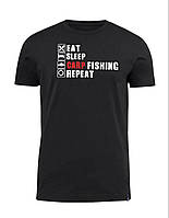 Рибацька футболка чорна, футболка для рибалок з принтом, подарунок рибаку