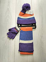 Комплект дитячий шапка, шарф та рукавички фіолетовий Primark S/M