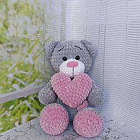Мягкая плюшевая вязаная игрушка Мишка Тедди Интерьерная игрушка Мишка Детская игрушка Мишка Тедди розовый