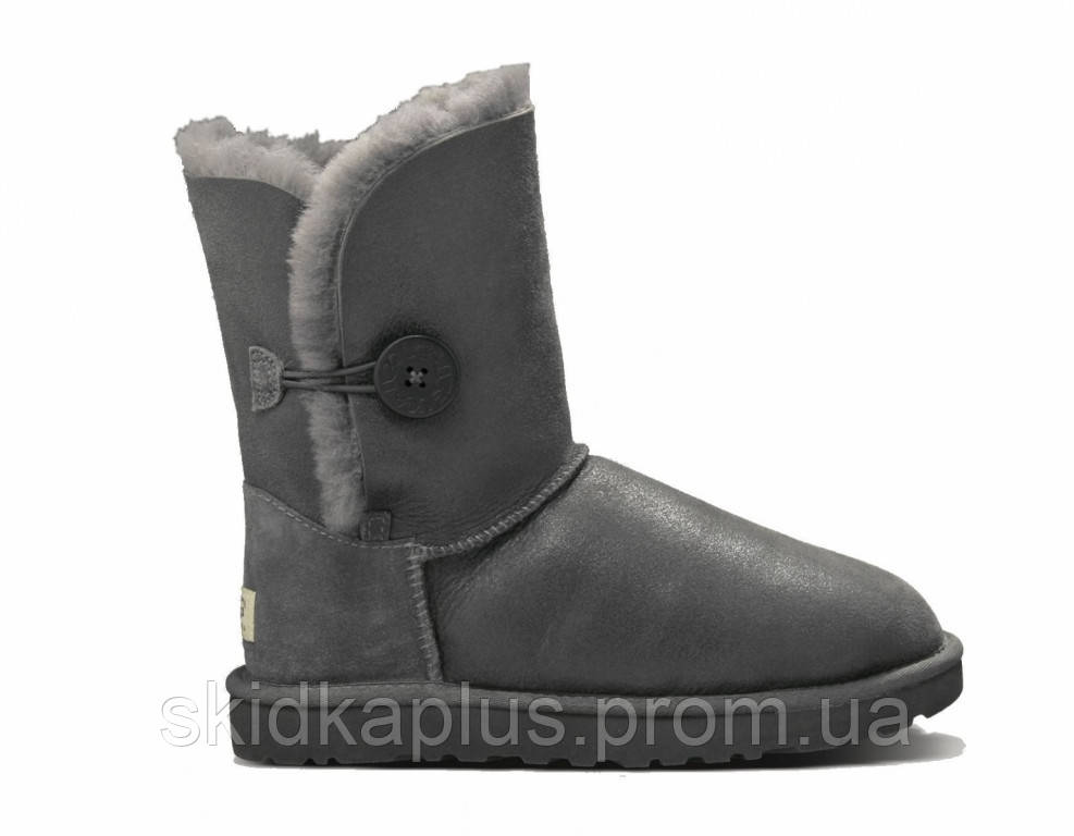 UGG Bailey Button Leather Metalic Grey-17 UGG Сірий 36 (5) Жіночий Замша (просочення) 22 см SP, код: 2310668