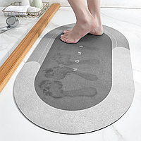 Влагопоглощающий коврик в ванну (48х78см), Серый / Диатомитовый коврик в ванную / Антискользящий коврик