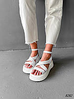 Женские босоножки сандалии кожаные белые Lia