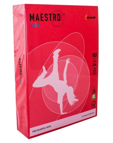 Папір А4/80 500арк MaestroColor Intensive CO44 Coral Red червоний, фото 1