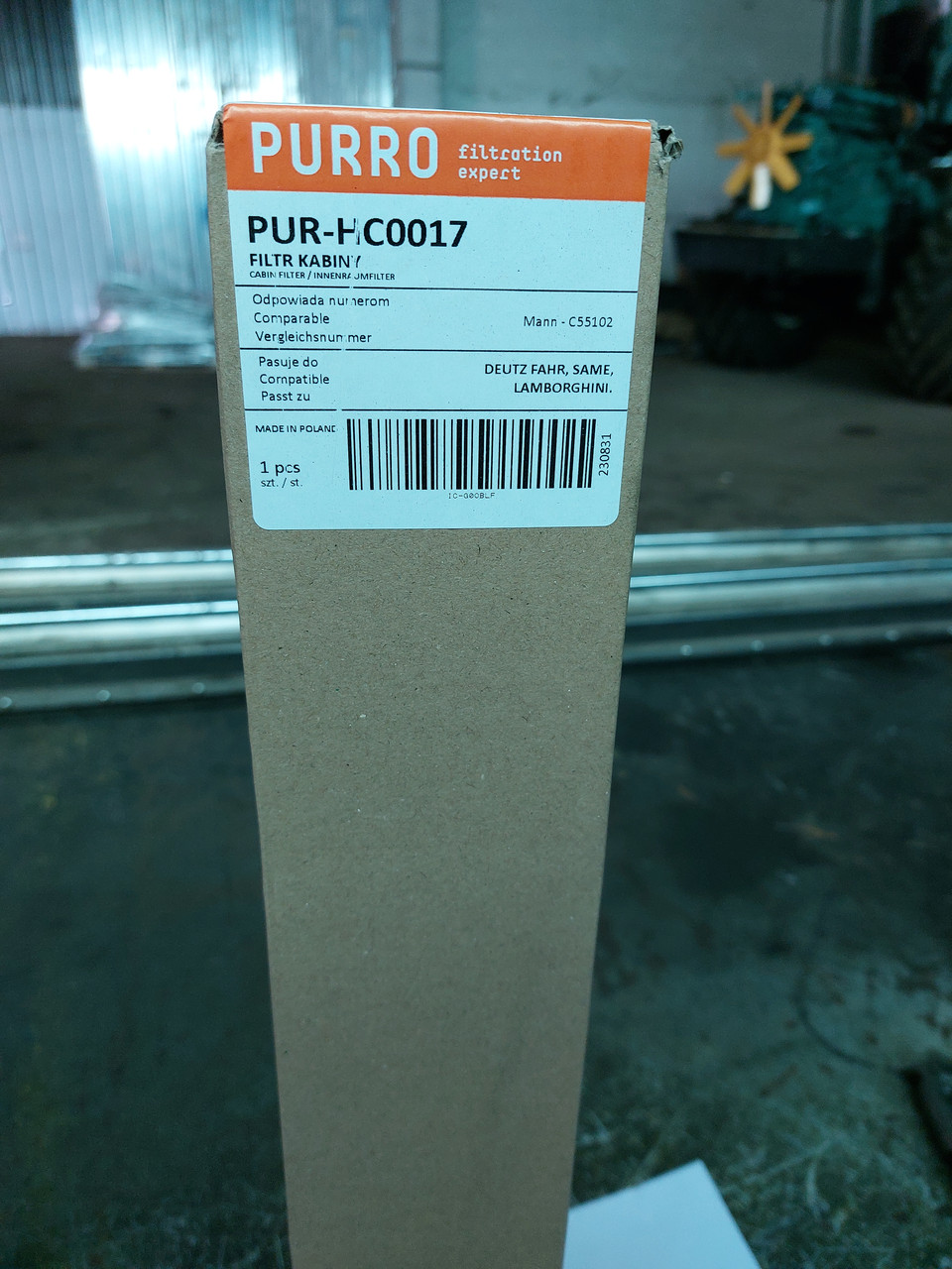 Фільтр повітряний кабіни PUR-HC0017 Фільтр салону DEUTZ FAHR AGROTRON 04411228 (аналог для MANN C55102)