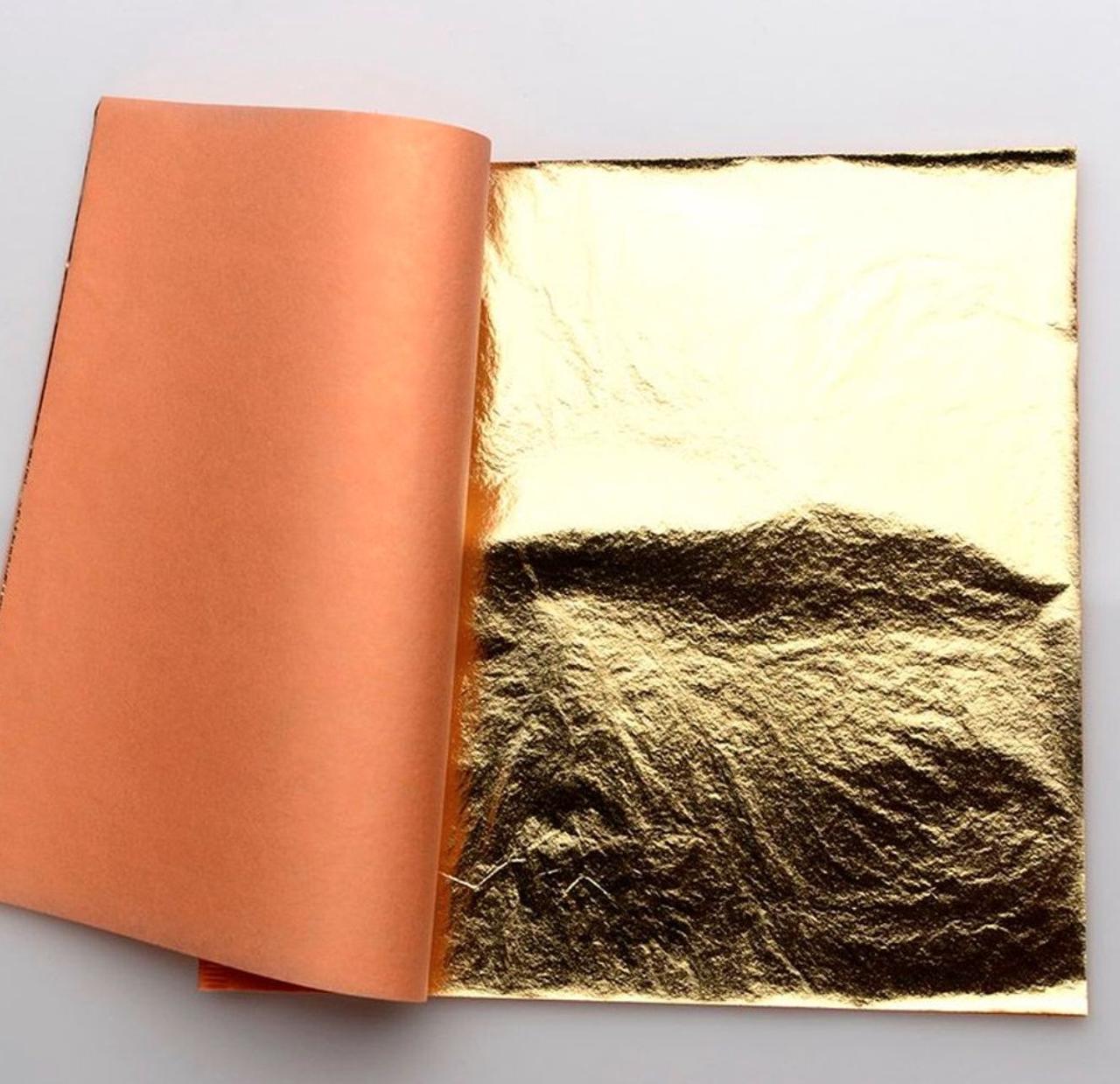 Поталь у книжці 14*14 см, колір золотий (25 аркушів), фото 1