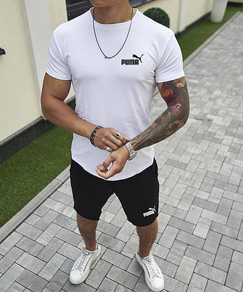 Літній спортивний костюм Puma футболка та шорти молодіжний стильний комплект для підлітків, фото 5