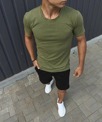 Літній костюм чоловічий однотонний комплект футболки шорти молодіжний стильний спортивний костюм для підлітків, фото 4