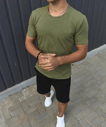 Літній костюм чоловічий однотонний комплект футболки шорти молодіжний стильний спортивний костюм для підлітків, фото 3
