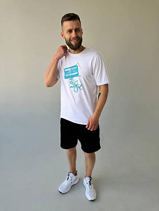 Футболка чоловіча біла Adidas повсякденна спортивна модна молодіжна для чоловіків стильна зручна, фото 5