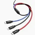 USB кабель Baseus Three Primary Colors, USB тип-C, USB тип-A, micro-USB тип-B, Lightning, 30 см, 3,5