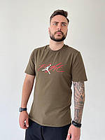 Мужская футболка на лето Jordan хаки стильная спортивная молодежная повседневная футболка для мужчин и парней