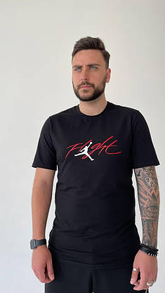 Футболка чоловіча чорна Jordan повсякденна стильна зручна літня футболка спортивна з принтом на хлопця, фото 2