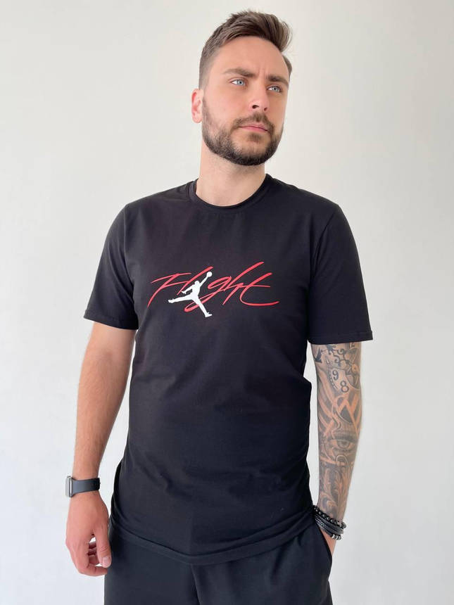 Футболка чоловіча чорна Jordan повсякденна стильна зручна літня футболка спортивна з принтом на хлопця, фото 1