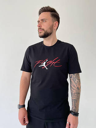 Футболка чоловіча чорна Jordan повсякденна стильна зручна літня футболка спортивна з принтом на хлопця, фото 4