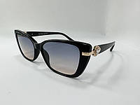 Корректирующие очки для зрения женские тонированные в пластиковой оправе дужка с камнем Черный, +1.5