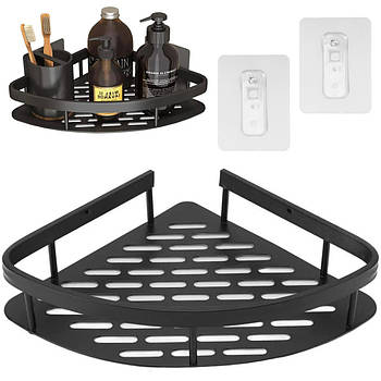 Кутова полиця у ванну (28 х 21 х 4,3 см) 1шт, Чорна / Поличка для ванної кімнати / Навісна поличка у ванну