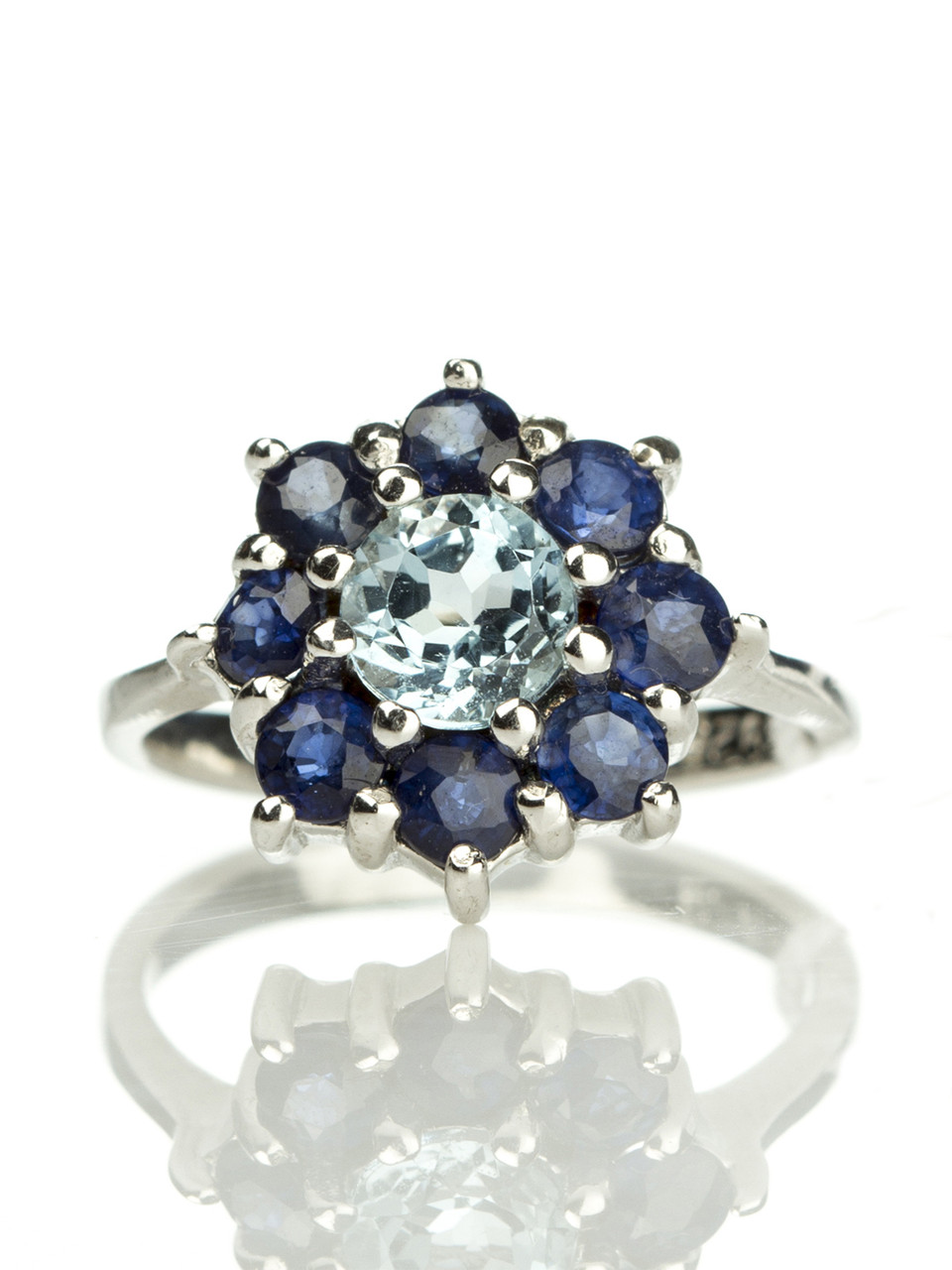 Каблучка срібна з топазом і сапфіром FS-019, фото 1