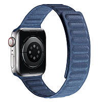 Кожанный ремешок для Apple watch 42mm 44mm 45mm / ремешки на Эпл вотч 42мм 44мм эко кожа Pacific Blue