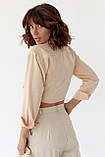 Жіноча укорочена блуза на запах — бежевий колір, M (є розміри), фото 2
