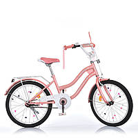 Детский двухколесный велосипед для девочки PROFI 20 дюймов MB 20061-1 STAR звоночек, фонарь, подножка, розовый