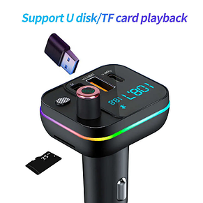 FM-модулятор C30 Car FM Player 2хUSB + Type C Bluetooth, Трансмітер, фото 3