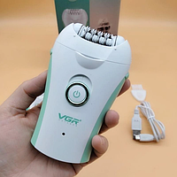 Эпилятор женский VGR V-705 для всего тела, беспроводной, с подсветкой, 32 пинцета, Зеленый