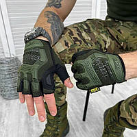 Беспалые перчатки Mechanix Logo с защитными резиновыми накладками и вставками TrekDry олива