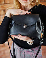 Женская кожаная сумка кросс-боди с длиным ремнем на плечо «Софи» черного цвета Welassie
