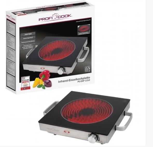 Переносна компактна настільна електроплита (електроплитка) на 1 конфорку Profi Cook інфрачервона плита, фото 1
