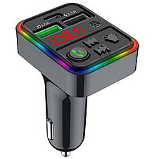 FM-модулятор в автомобілі Car F18 Bluetooth 2хUSB + Type C Трансмітер, фото 3