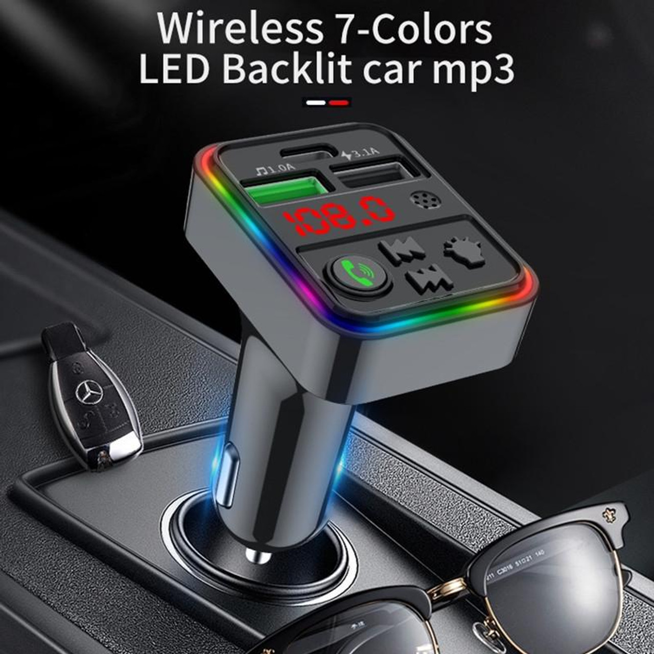 FM-модулятор в автомобілі Car F18 Bluetooth 2хUSB + Type C Трансмітер