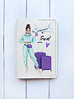 Кожаная обложка на паспорт книжку :: Белая молочная (принт 005)