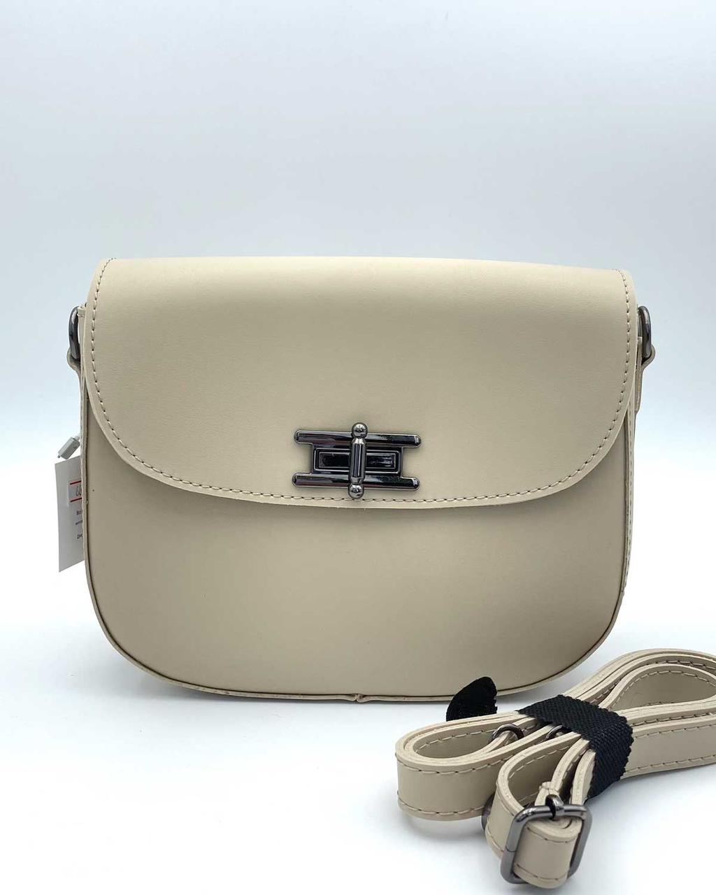 Маленька жіноча сумка на плече з екошкіри "Стеффі" бежевого кольору Welassie