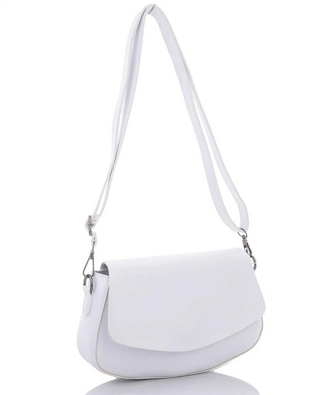 Жіноча біла сумка крос-боді напівкругла «Теона» на довгому ремінці Welassie