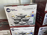 Набір каструль і сковорода Higher Kitchen HK-305, Набір посуду з гранітним антипригарним покриттям ЧОРНИЙ, фото 4