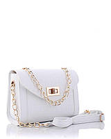 Женская сумка-клатч через плечо с ручкой-цепочкой «Бэсс» кожзам белого цвета Welassie