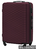 Большой качественный чемодан бордовый WINGS размер L большой пластиковый чемодан на 4 колесах в дорогу