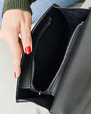 Жіноча сумка клатч на плече із серцем та двома ремінцями «Морган» чорна екошкіра Welassie, фото 4