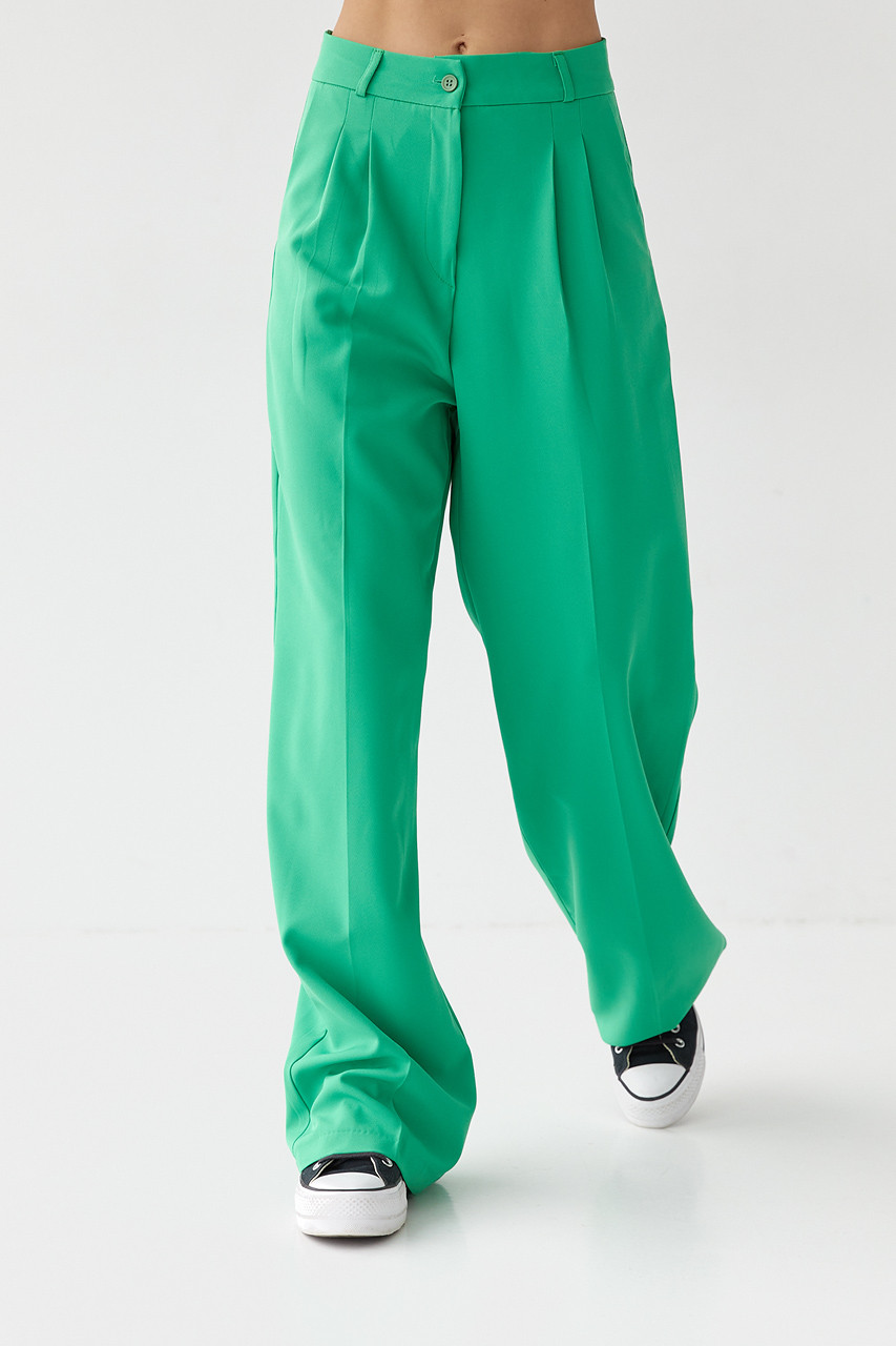 Жіночі вільні штани зі стрілками QU STYLE — зелений колір, XS/S (є розміри)