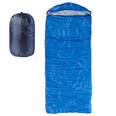 Спальний мішок ковдра з капюшоном синій World Sport S1007