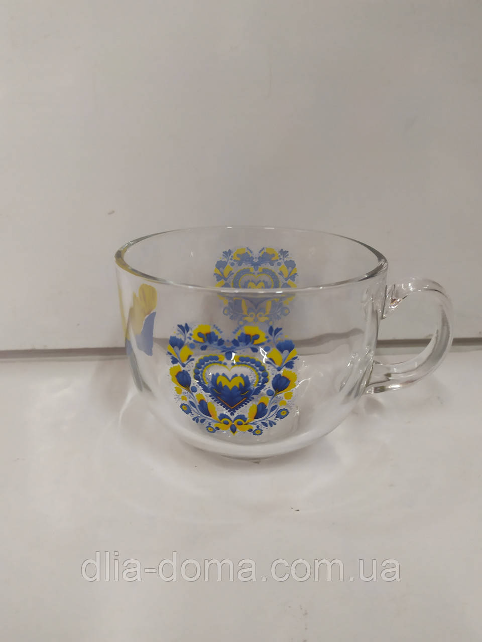 Чашка стеклянная с рисунком  " Украина " 500мл  О 11см   Н 8.5см  7376, фото 1